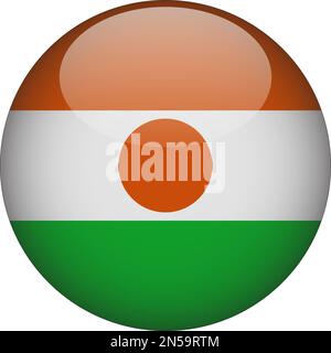 Niger 3D Rounded Flag Icon Button Vector Stock Vector