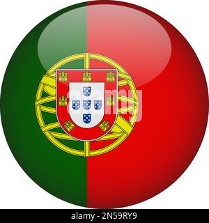 Portugal 3D Rounded Flag Icon Button Vector Stock Vector