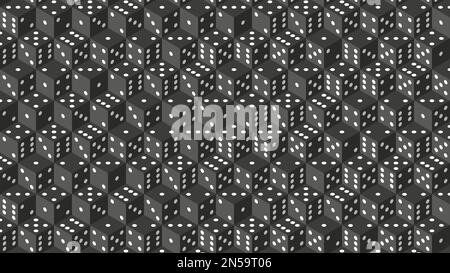 Isometric dice texture with all sides in dark style. Vector Stock Vector