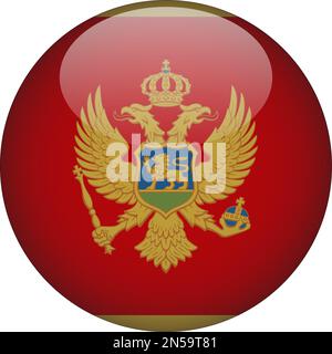 Montenegro 3D Rounded Flag Icon Button Vector Stock Vector