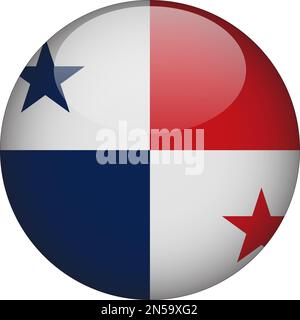 Panama 3D Rounded Flag Icon Button Vector Stock Vector