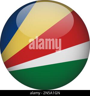 Seychelles 3D Rounded Flag Icon Button Vector Stock Vector