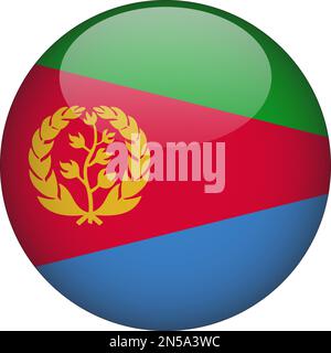 Eritrea 3D Rounded Flag Icon Button Vector Stock Vector