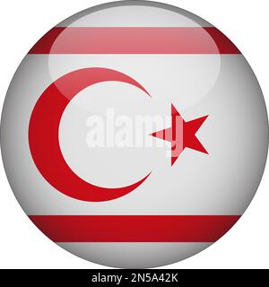 Turkish Republic of Northern Cyprus 3D Rounded Flag Icon Button Vector Stock Vector