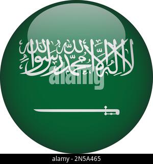 Saudi Arabia 3D Rounded Flag Icon Button Vector Stock Vector