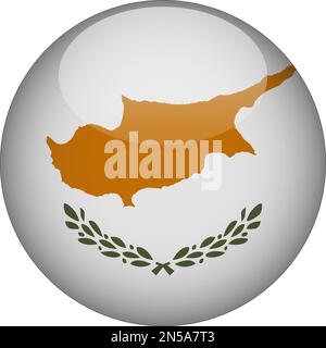 Cyprus 3D Rounded Flag Icon Button Vector Stock Vector