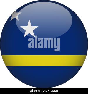 Curacao 3D Rounded Flag Icon Button Vector Stock Vector
