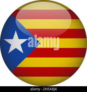 Catalonia 3D Rounded Flag Icon Button Vector Stock Vector