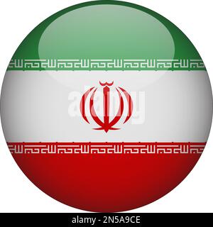 Iran 3D Rounded Flag Icon Button Vector Stock Vector
