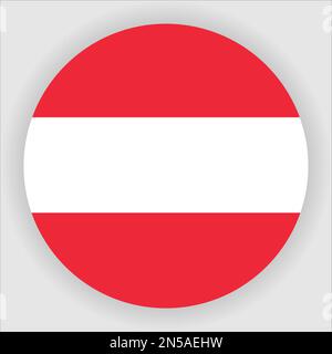 Austria Flat Rounded Flag Icon Button Vector Stock Vector