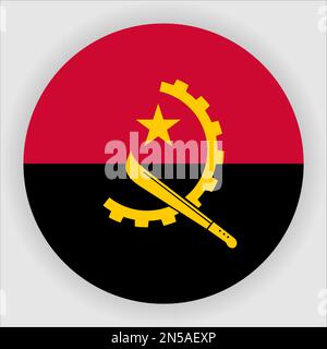Angola Flat Rounded Flag Icon Button Vector Stock Vector