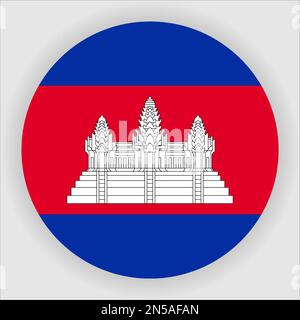 Cambodia Flat Rounded Flag Icon Button Vector Stock Vector