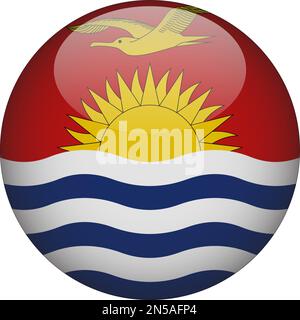 Kiribati 3D Rounded Flag Icon Button Vector Stock Vector