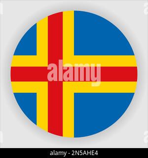 Aland Flat Rounded Flag Icon Button Vector Stock Vector