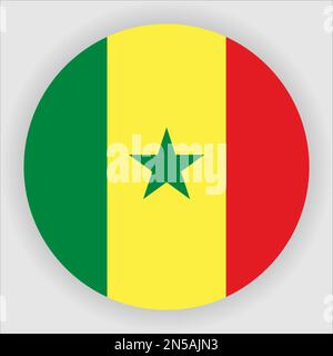 Senegal Flat Rounded Flag Icon Button Vector Stock Vector