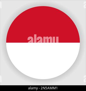 Indonesia Flat Rounded Flag Icon Button Vector Stock Vector