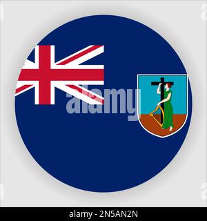 Montserrat Flat Rounded Flag Icon Button Vector Stock Vector