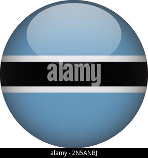Botswana 3D Rounded Flag Icon Button Vector Stock Vector