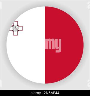 Malta Flat Rounded Flag Icon Button Vector Stock Vector