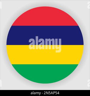 Mauritius Flat Rounded Flag Icon Button Vector Stock Vector