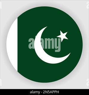 Pakistan Flat Rounded Flag Icon Button Vector Stock Vector