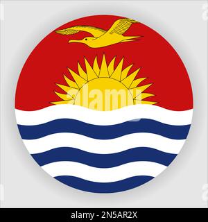 Kiribati Flat Rounded Flag Icon Button Vector Stock Vector