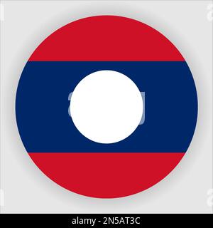 Laos Flat Rounded Flag Icon Button Vector Stock Vector