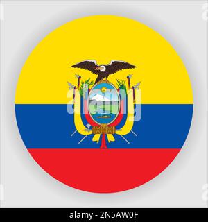 Ecuador Flat Rounded Flag Icon Button Vector Stock Vector