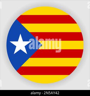 Catalonia Flat Rounded Flag Icon Button Vector Stock Vector