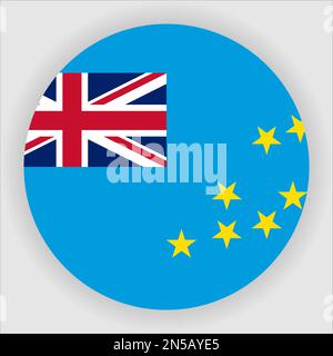 Tuvalu Flat Rounded Flag Icon Button Vector Stock Vector