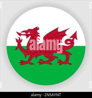 Wales Flat Rounded Flag Icon Button Vector Stock Vector