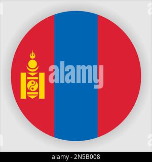 Mongolia Flat Rounded Flag Icon Button Vector Stock Vector