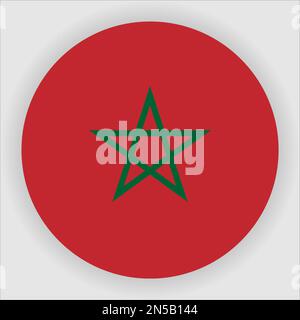 Morocco Flat Rounded Flag Icon Button Vector Stock Vector