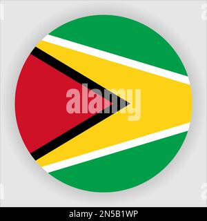 Guyana Flat Rounded Flag Icon Button Vector Stock Vector