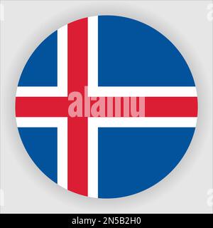 Iceland Flat Rounded Flag Icon Button Vector Stock Vector