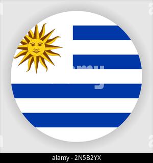 Uruguay Flat Rounded Flag Icon Button Vector Stock Vector