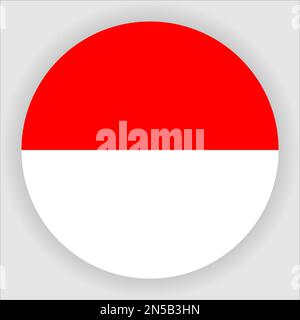 Indonesia Flat Rounded Flag Icon Button Vector Stock Vector