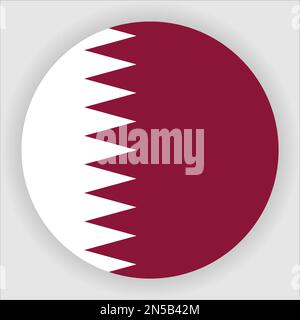 Qatar Flat Rounded Flag Icon Button Vector Stock Vector
