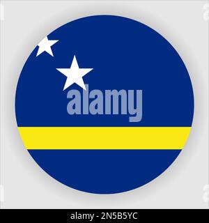 Curacao Flat Rounded Flag Icon Button Vector Stock Vector