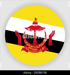 Brunei Flat Rounded Flag Icon Button Vector Stock Vector