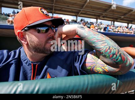 Atlanta Braves catcher Brian McCann during a spring training baseball  workout Wednesday, Feb. 18, 2009 in Lake Buena Vista, Fla. (AP Photo/David  J. Phillip Stock Photo - Alamy