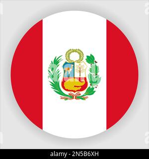 Peru Flat Rounded Flag Icon Button Vector Stock Vector
