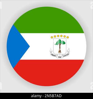 Equatorial Guinea Flat Rounded Flag Icon Button Vector Stock Vector