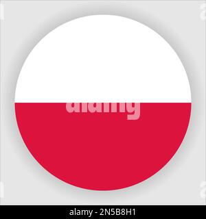 Poland Flat Rounded Flag Icon Button Vector Stock Vector