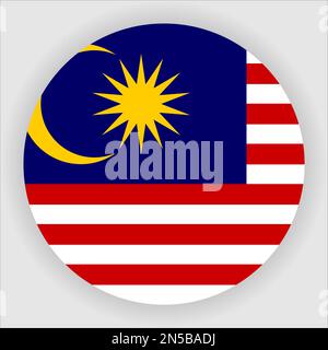 Malaysia Flat Rounded Flag Icon Button Vector Stock Vector