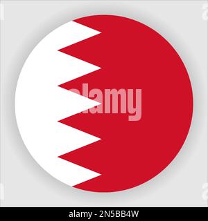 Bahrain Flat Rounded Flag Icon Button Vector Stock Vector