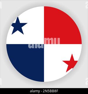Panama Flat Rounded Flag Icon Button Vector Stock Vector