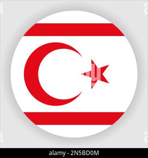 Turkish Republic of Northern Cyprus Flat Rounded Flag Icon Button Vector Stock Vector