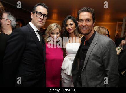 IMAGE DISTRIBUTED FOR FOCUS FEATURES - CAA's Jim Toth, Reese Witherspoon, Camila Alves and Matthew McConaughey attend the Focus Features and MAC Viva Glam celebration of Dallas Buyers Club, on Saturday, March 1, 2014 in Los Angeles. (Photo by Eric Charbonneau/Invision for Focus Features/AP Images)