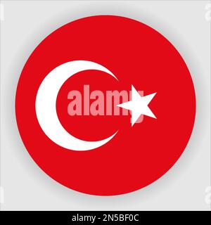 Turkey Flat Rounded Flag Icon Button Vector Stock Vector